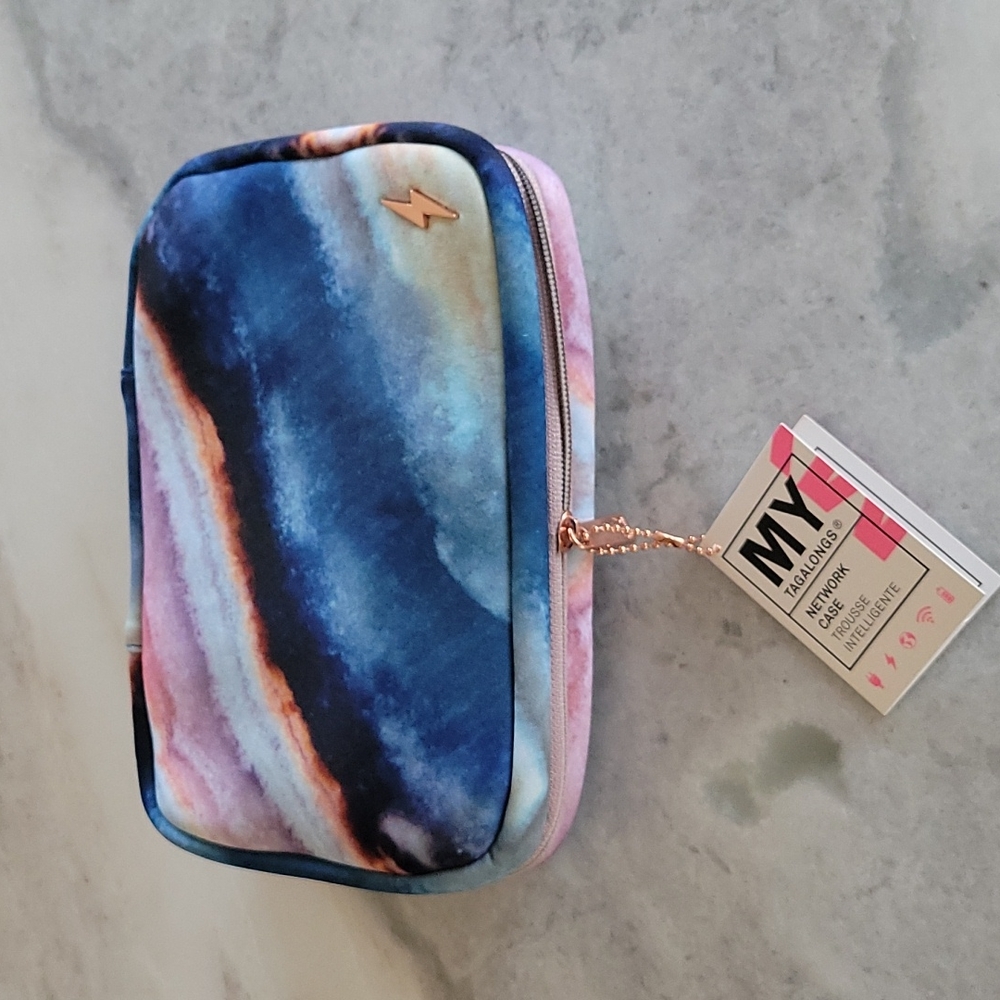 MY Tagalongs Network Case NWT, agate print with rose gold zippers!